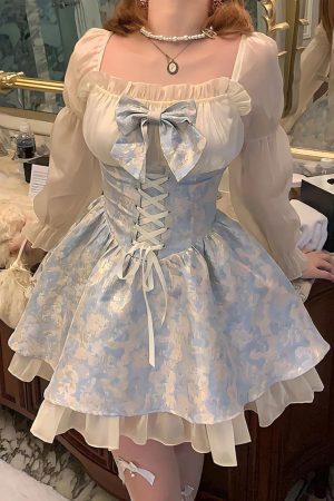 Style Core Aesthetics, New Style Trends - Coquette Bow Princess Mini Dress