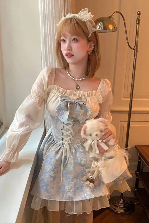 Style Core Aesthetics, New Style Trends - Coquette Bow Princess Mini Dress