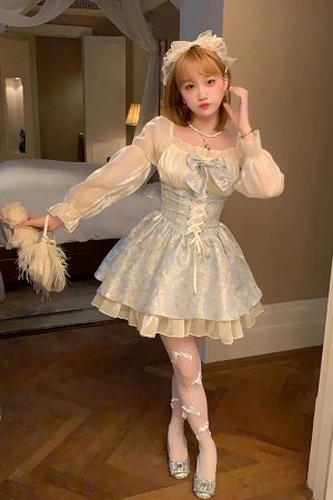 Style Core Aesthetics, New Style Trends - Coquette Bow Princess Mini Dress