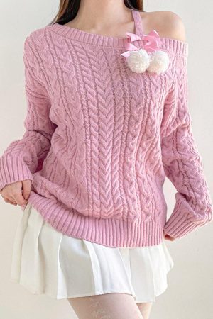 Style Core Aesthetics, New Style Trends - Coquette Cut-Out Knit Sweater
