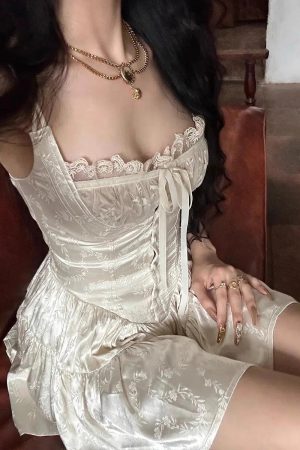 Style Core Aesthetics, New Style Trends - Coquette Floral Satin Mini Dress