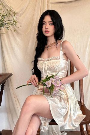 Style Core Aesthetics, New Style Trends - Coquette Floral Satin Mini Dress