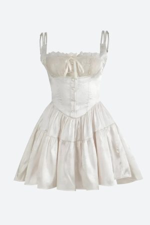 Style Core Aesthetics, New Style Trends - Coquette Floral Satin Mini Dress