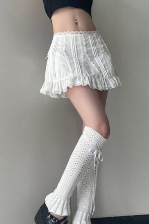 Style Core Aesthetics, New Style Trends - Coquette Frill Hem Mini Skirt