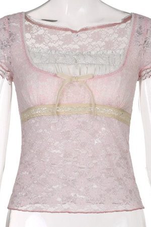 Style Core Aesthetics, New Style Trends - Coquette Lace Detailed Top