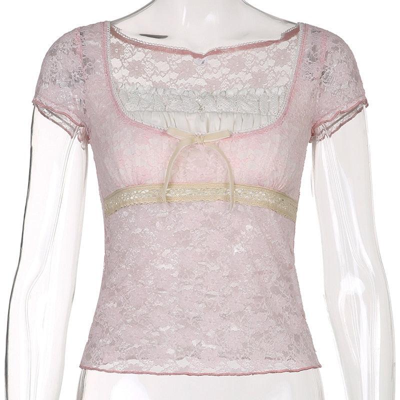 Style Core Aesthetics, New Style Trends - Coquette Lace Detailed Top Style Core Aesthetics, New Style Trends - Coquette Lace Detailed Top