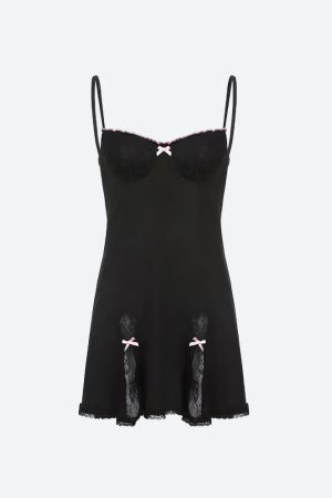 Style Core Aesthetics, New Style Trends - Coquette Lace Slit Mini Dress