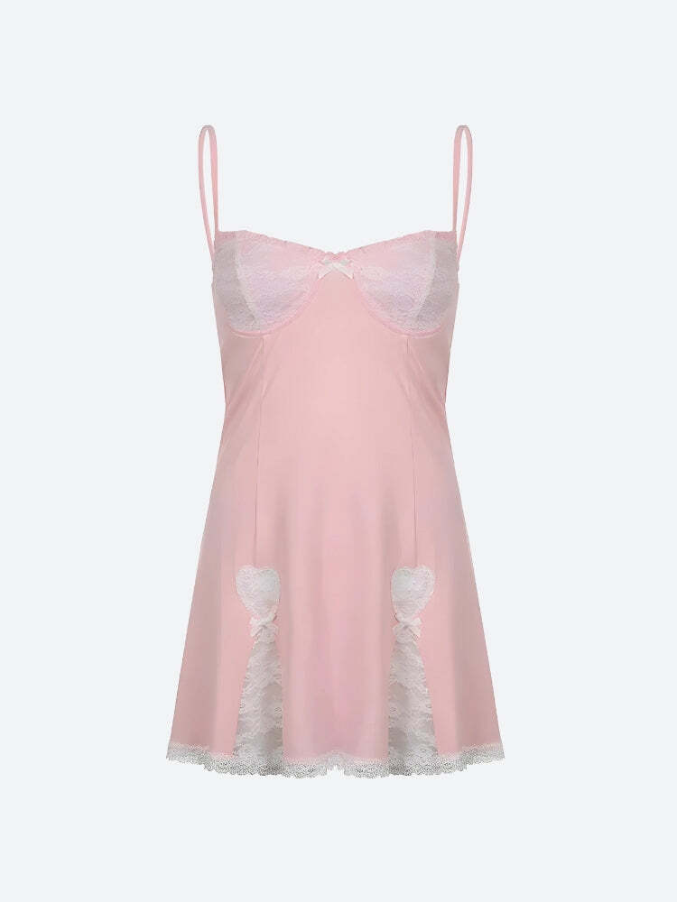 Style Core Aesthetics, New Style Trends - Coquette Lace Slit Mini Dress Style Core Aesthetics, New Style Trends - Coquette Lace Slit Mini Dress