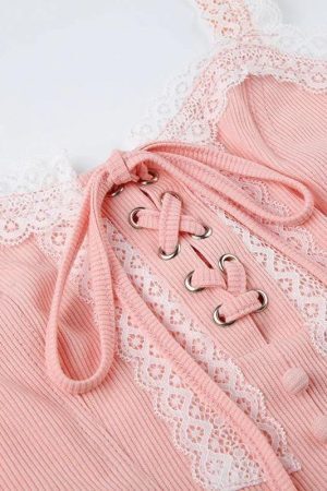 Style Core Aesthetics, New Style Trends - Coquette Lace Up Corset Top