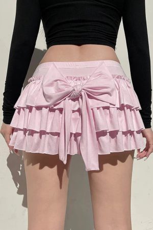 Style Core Aesthetics, New Style Trends - Coquette Layered Bow Mini Skort