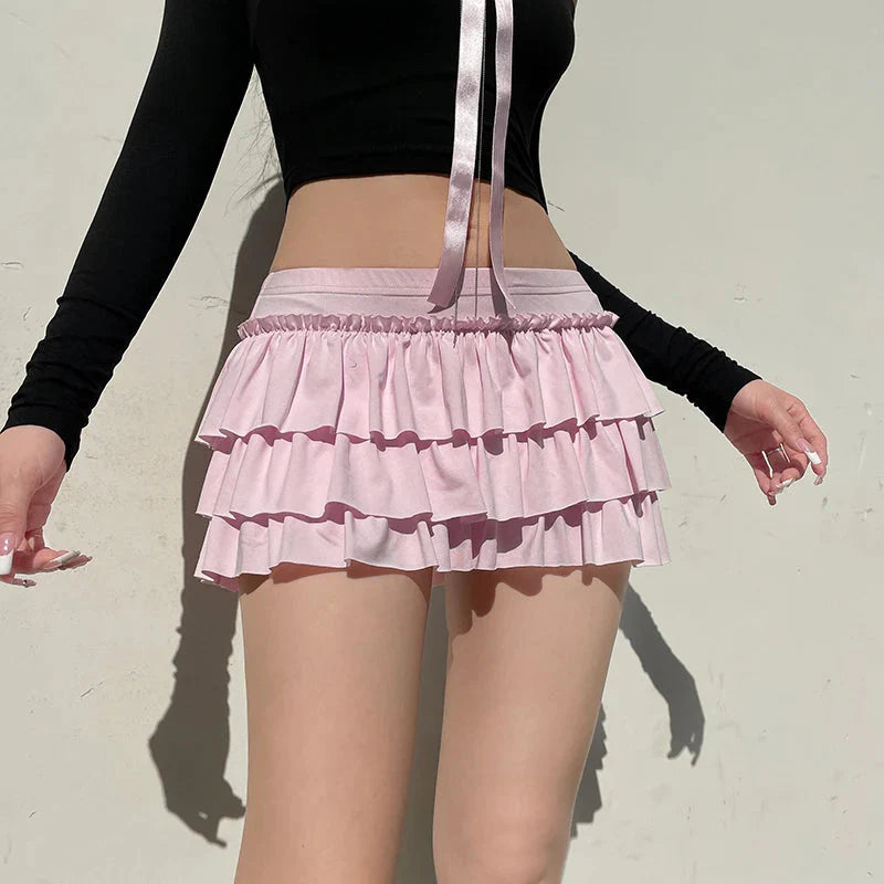 Style Core Aesthetics, New Style Trends - Coquette Layered Bow Mini Skort