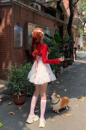 Style Core Aesthetics, New Style Trends - Coquette Mini Dress With Cardigan