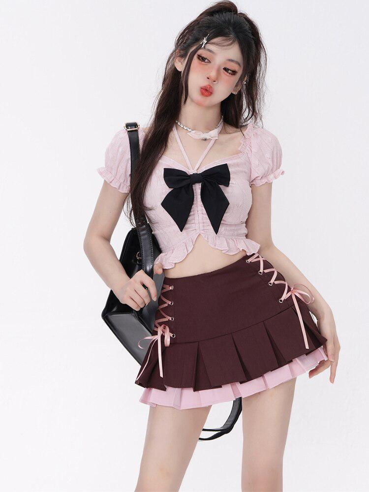 Style Core Aesthetics, New Style Trends - Coquette Mini Skirt With Top Two Piece Set Style Core Aesthetics, New Style Trends - Coquette Mini Skirt With Top Two Piece Set