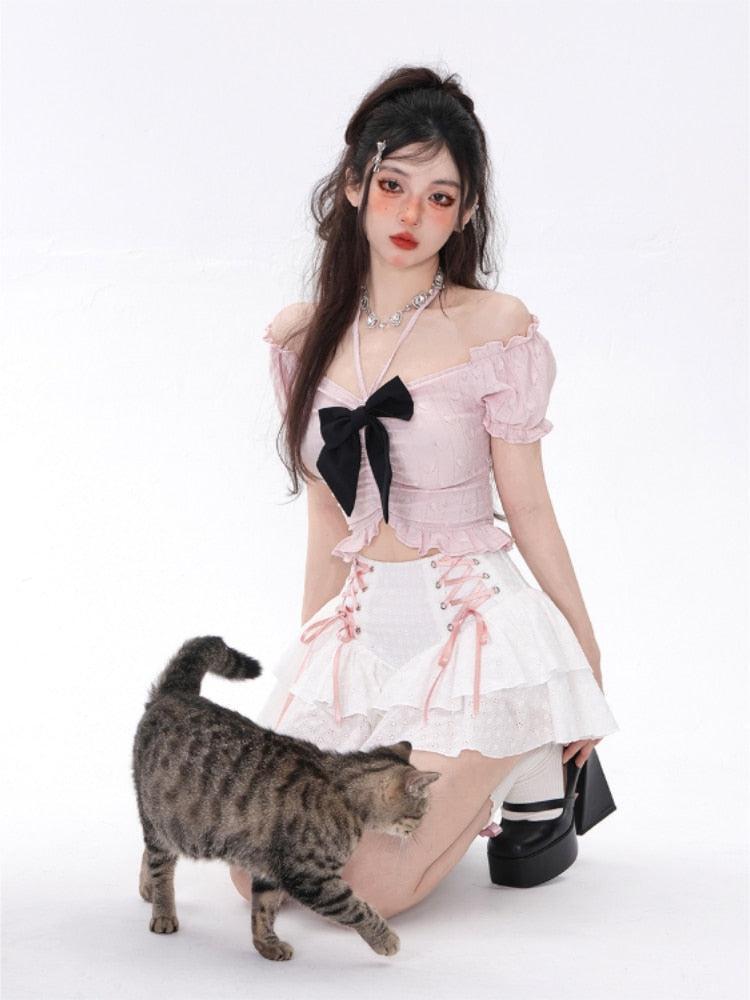 Style Core Aesthetics, New Style Trends - Coquette Mini Skirt With Top Two Piece Set Style Core Aesthetics, New Style Trends - Coquette Mini Skirt With Top Two Piece Set