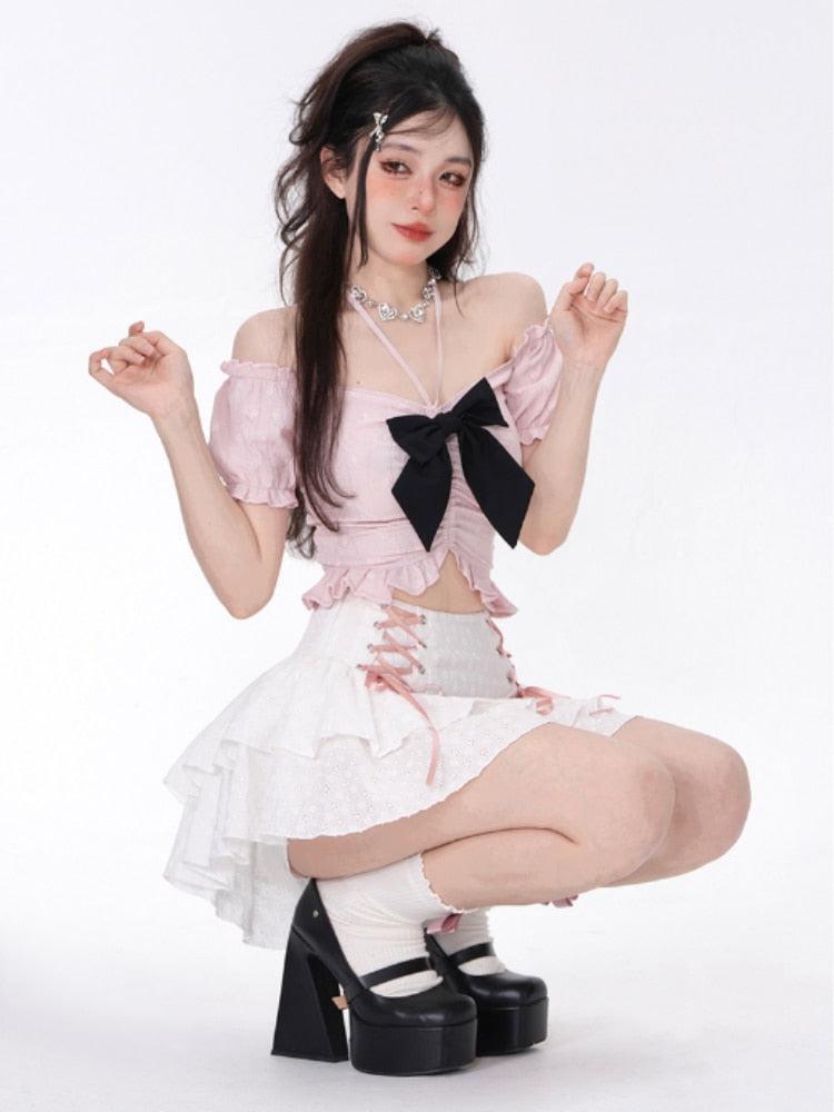 Style Core Aesthetics, New Style Trends - Coquette Mini Skirt With Top Two Piece Set Style Core Aesthetics, New Style Trends - Coquette Mini Skirt With Top Two Piece Set