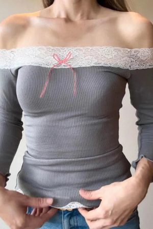 Style Core Aesthetics, New Style Trends - Coquette Off Shoulder Lace Top