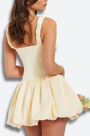 Style Core Aesthetics, New Style Trends - Coquette Ruched Bubble Skirt Mini Dress