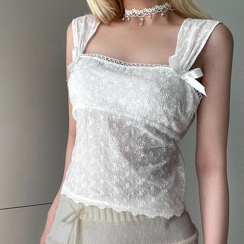 Style Core Aesthetics, New Style Trends - Coquette Square Neckline Top