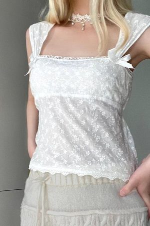 Style Core Aesthetics, New Style Trends - Coquette Square Neckline Top