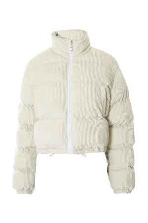 Style Core Aesthetics, New Style Trends - Corduroy Ribbed High Neck Zip Up Jacket