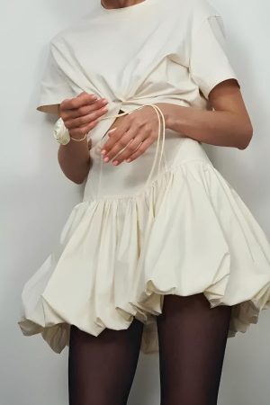 Style Core Aesthetics, New Style Trends - Corset Waist Bubble Mini Skirt