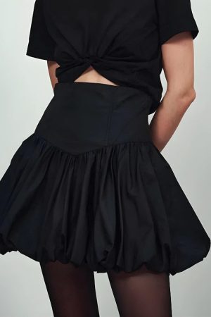 Style Core Aesthetics, New Style Trends - Corset Waist Bubble Mini Skirt