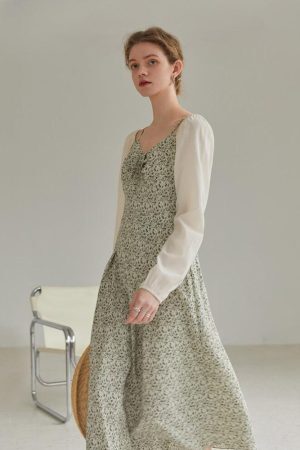 Style Core Aesthetics, New Style Trends - Cottagecore Shirt Sleeve Floral Midi Dress