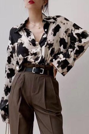Style Core Aesthetics, New Style Trends - Cow Print Blouse