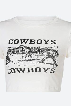 Style Core Aesthetics, New Style Trends - Cowboys Crop Tee