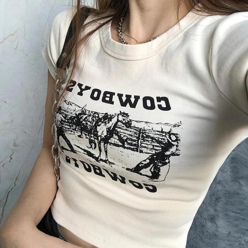 Style Core Aesthetics, New Style Trends - Cowboys Crop Tee