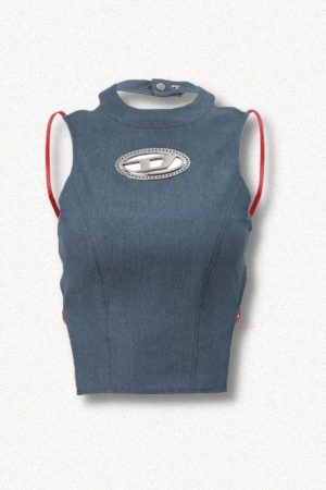Style Core Aesthetics, New Style Trends - Cowgirl Denim Halter Corset Top