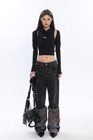 Style Core Aesthetics, New Style Trends - Cowl Collar Cut-Out Crop Top