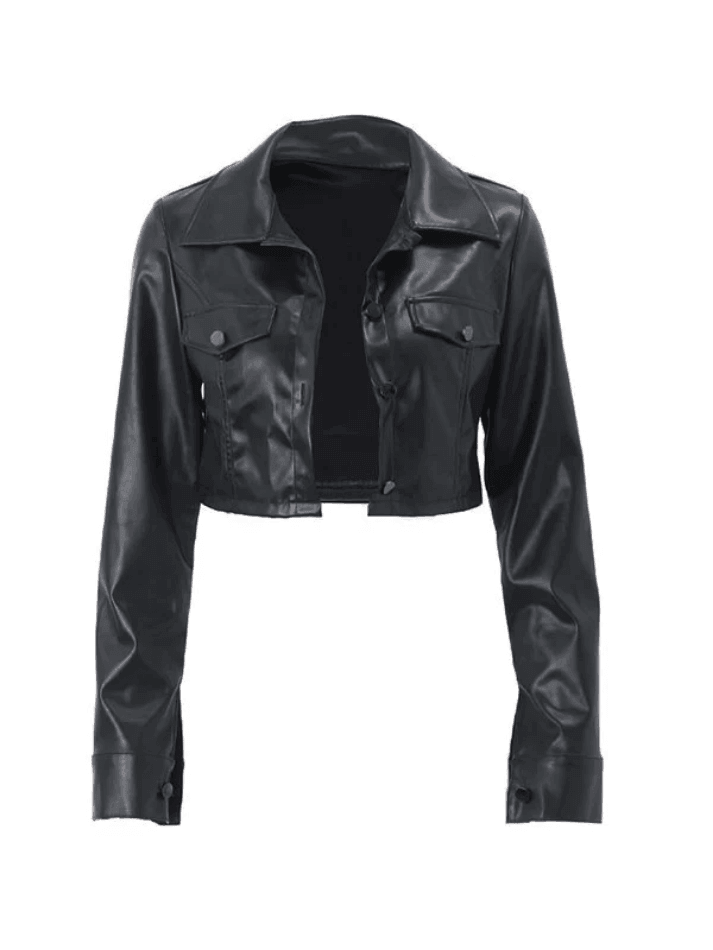 Style Core Aesthetics, New Style Trends - Cropped Black Faux Leather Biker Jacket Style Core Aesthetics, New Style Trends - Cropped Black Faux Leather Biker Jacket