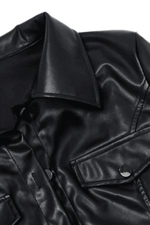 Style Core Aesthetics, New Style Trends - Cropped Black Faux Leather Biker Jacket
