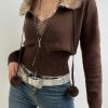 Style Core Aesthetics, New Style Trends - Cropped Design Zip-Up Cardigan