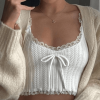 Style Core Aesthetics, New Style Trends - Cropped Lace Trim White Tank Top