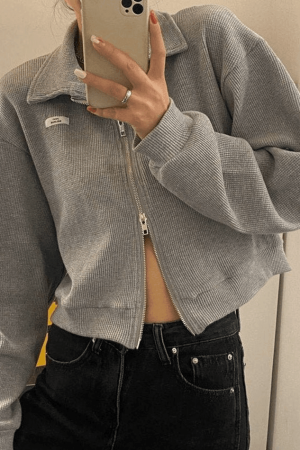 Style Core Aesthetics, New Style Trends - Cropped Zip-Up Jacket