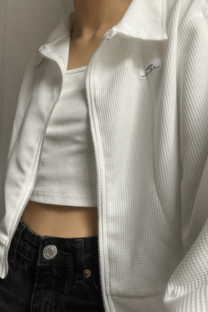 Style Core Aesthetics, New Style Trends - Cropped Zip-Up Jacket