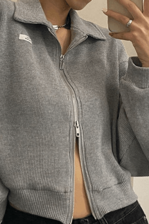 Style Core Aesthetics, New Style Trends - Cropped Zip-Up Jacket