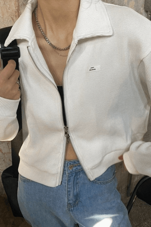 Style Core Aesthetics, New Style Trends - Cropped Zip-Up Jacket