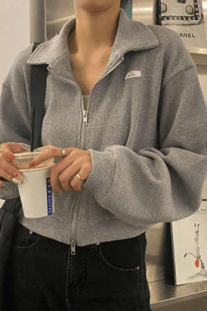 Style Core Aesthetics, New Style Trends - Cropped Zip-Up Jacket