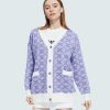 Style Core Aesthetics, New Style Trends - Cross Pattern Buttoned Purple Cardigan