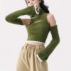 Style Core Aesthetics, New Style Trends - Cut Out Fluffy Crop Sweater Top