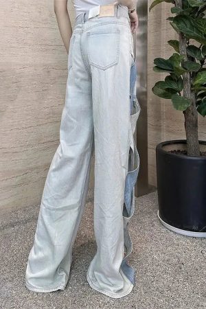 Style Core Aesthetics, New Style Trends - Cut Out Patch Denim Jeans