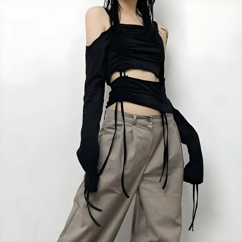 Style Core Aesthetics, New Style Trends - Cut-Out Ruched Long Sleeve Top Style Core Aesthetics, New Style Trends - Cut-Out Ruched Long Sleeve Top