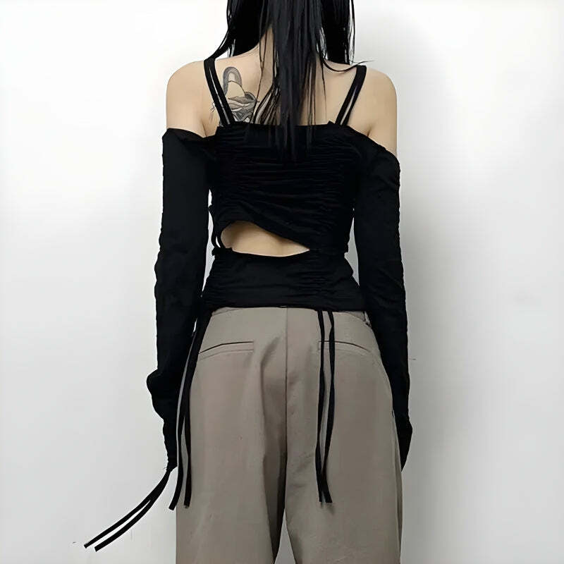 Style Core Aesthetics, New Style Trends - Cut-Out Ruched Long Sleeve Top Style Core Aesthetics, New Style Trends - Cut-Out Ruched Long Sleeve Top