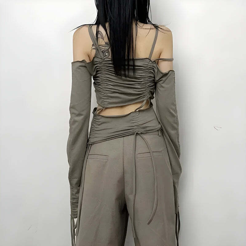 Style Core Aesthetics, New Style Trends - Cut-Out Ruched Long Sleeve Top Style Core Aesthetics, New Style Trends - Cut-Out Ruched Long Sleeve Top