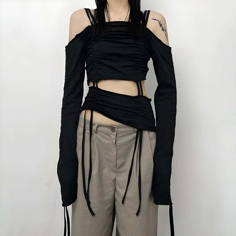 Style Core Aesthetics, New Style Trends - Cut-Out Ruched Long Sleeve Top Style Core Aesthetics, New Style Trends - Cut-Out Ruched Long Sleeve Top