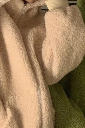 Style Core Aesthetics, New Style Trends - Cute Ear Hooded Zip Up Fleece Jacket