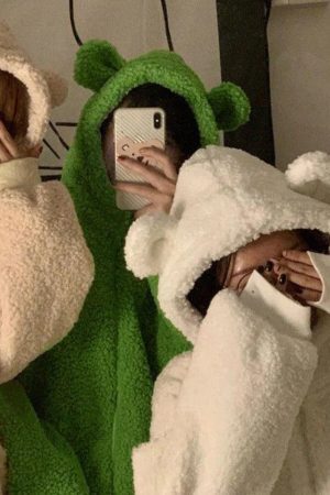 Style Core Aesthetics, New Style Trends - Cute Ear Hooded Zip Up Fleece Jacket